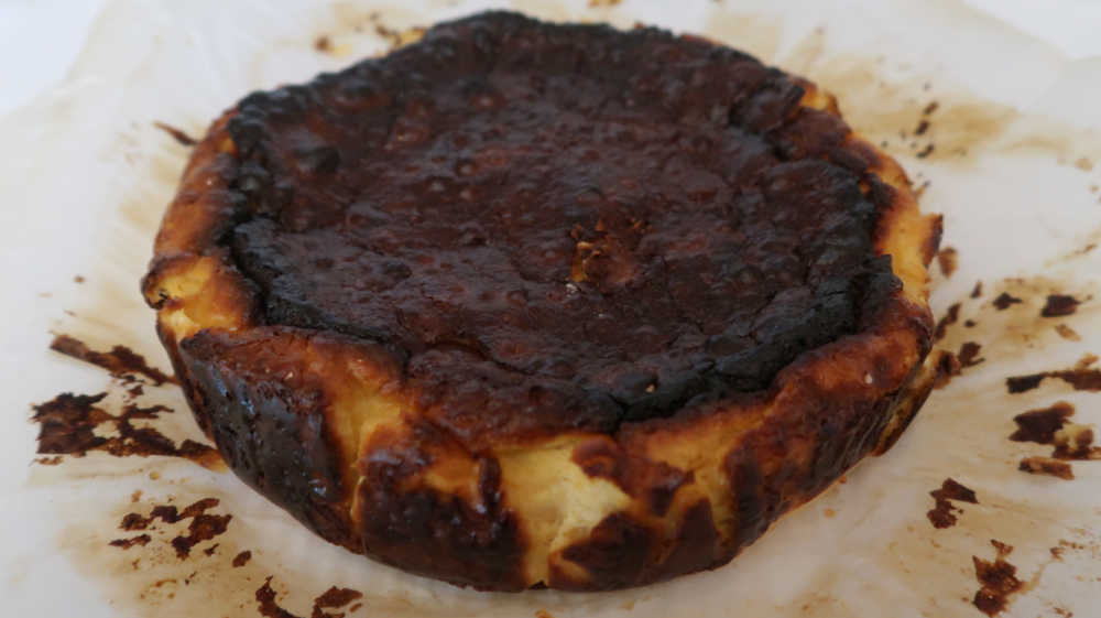 Baked burnt basque cheesecake out of the oven