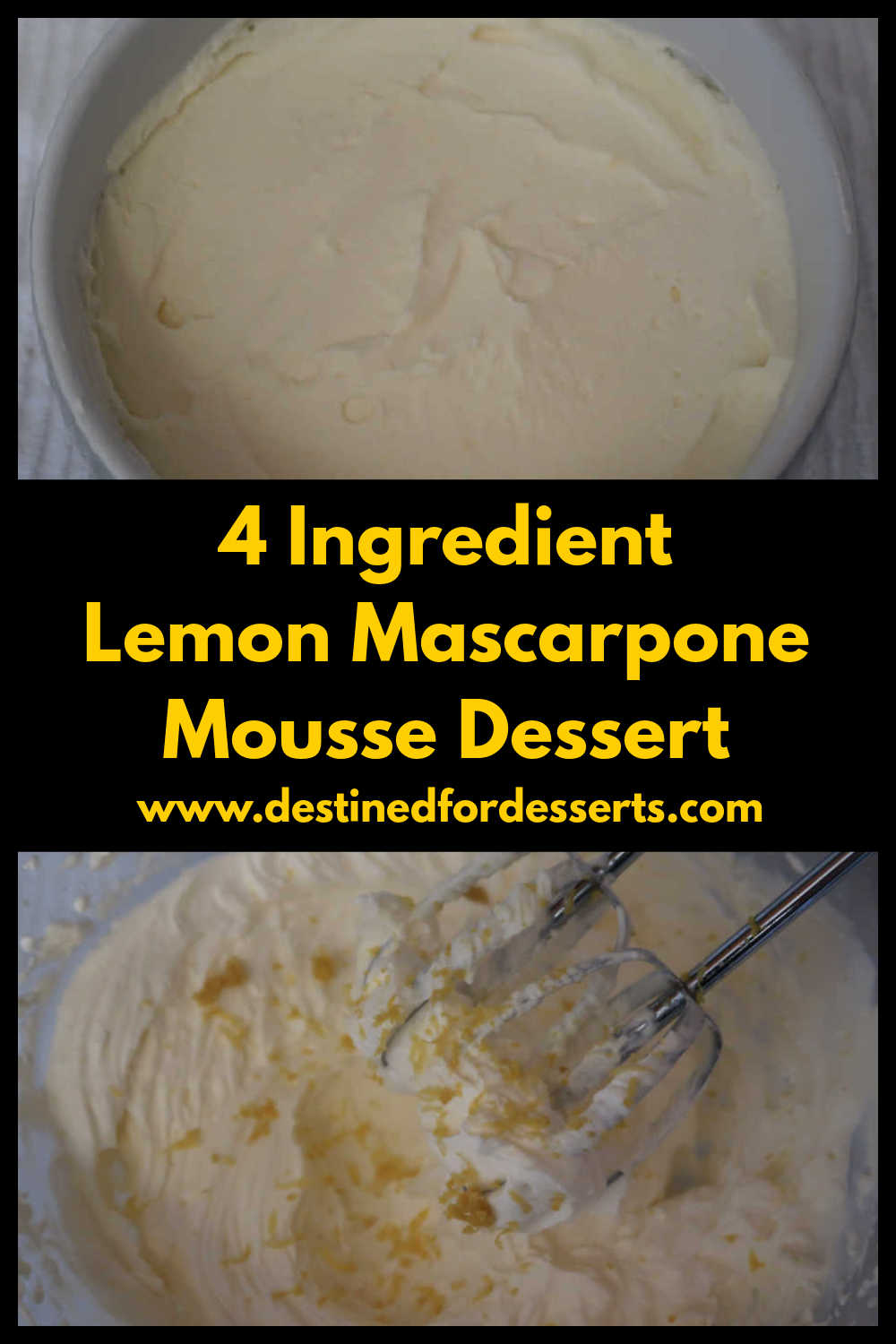 Lemon Mascarpone Mousse Recipe - How to make an easy homemade 4 ingredient dessert with creamy whipped Mascarpone Cheese - with the video tutorial.